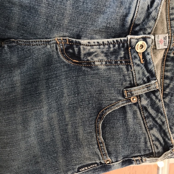 Silver jeans. Low rise with a fan detail on legs. Great stretch fabric. - Picture 8 of 15